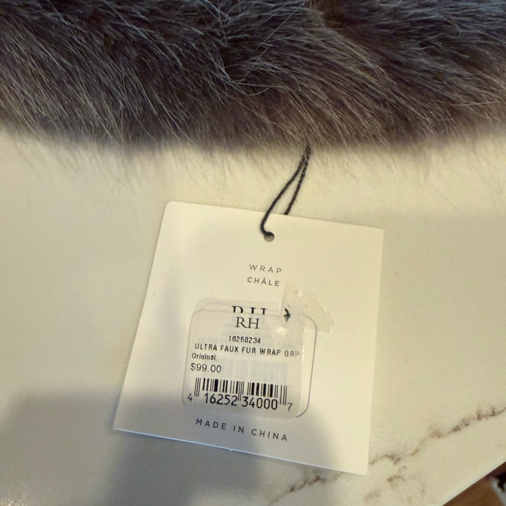 Restoration Hardware Rh Ultra Faux Fur Collar Scarf Neck Warmer Gray Luxe Nwt — image 5 of 6